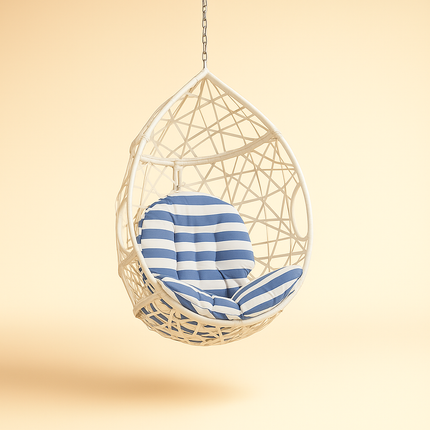 CoastNest Cocoon Swing Chair – French Riviera Nautical Hanging Chair for Terrace, Patio & Garden | Uber Decor