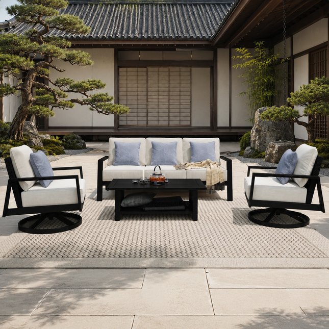 Skyvora Modern Outdoor Sofa & Armchair Set for Patio, Rooftop & Garden Deck | Uber Decor
