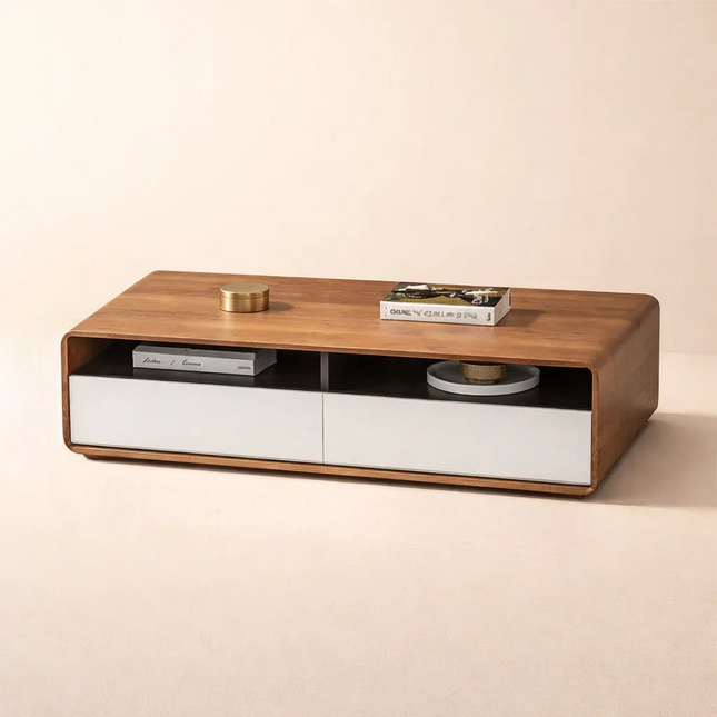 Viano Plain – Modern TV Cabinet, Nordic Inspired Low Console with Rounded Edge Design
