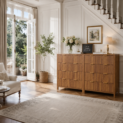 Stratus Grove Modern Dresser – Vertical Cabinet for Bedroom, Living Room, or Entryway