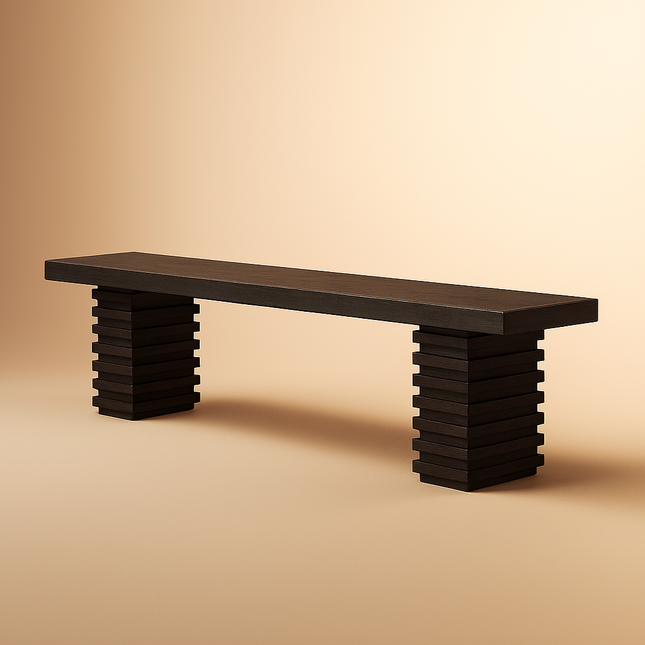 Skandia Serenity Contemporary Solid Wood Architectural Bench Modern Customisable Seating for Dining Living Lounge and Entryway