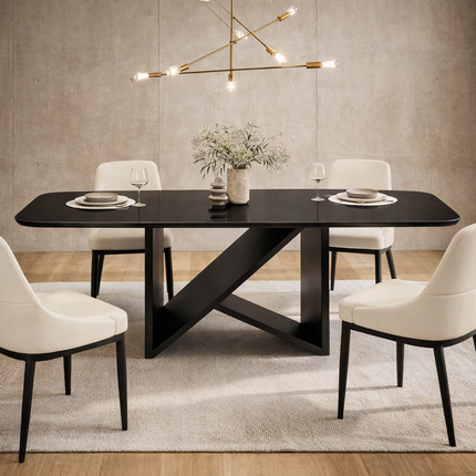 Midnight Gather Modern Dining Table with Sculptural Base for Dining Room and Modern Home Interiors