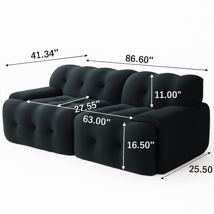 Luanda 3-Seater Italian Designer Sofa – Luxury Floor Lounge Sectional Loveseat for Living Room & Home Décor - Uber Decor