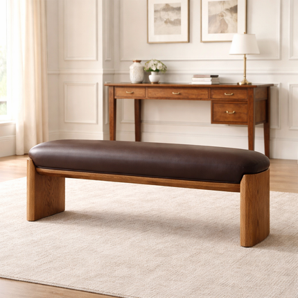 Sova Arc – Nordic Minimalist Solid Wood Bench with Comfort Cushion for Bedroom, Living Room, or Entryway