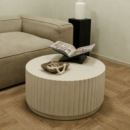 Faro Coffee Table Modern Contemporary Coastal Luxe Inspired Designer Center Table Custom Finish Ribbed Statement Table for Relaxed Living Area