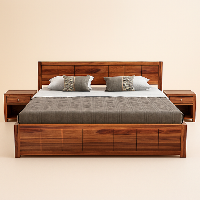 HavenWood Japandi Modern Platform Customisable Bed for Master Bedroom - Uber Decor