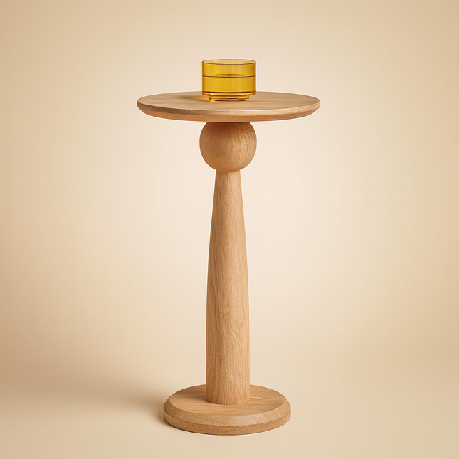 Lyon Sphere Wooden Side Table – Mid-Century Modern Scandinavian Accent for Living Room, Bedroom & Lounge Corner - Uber Decor