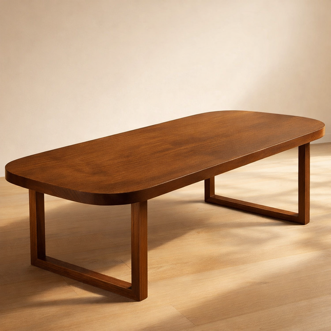 Woodlark Oval Dining Table Mid Century Modern Scandinavian Japandi Design Solid Wood Finish Minimalist Frame Base Dining Table for Dining Room