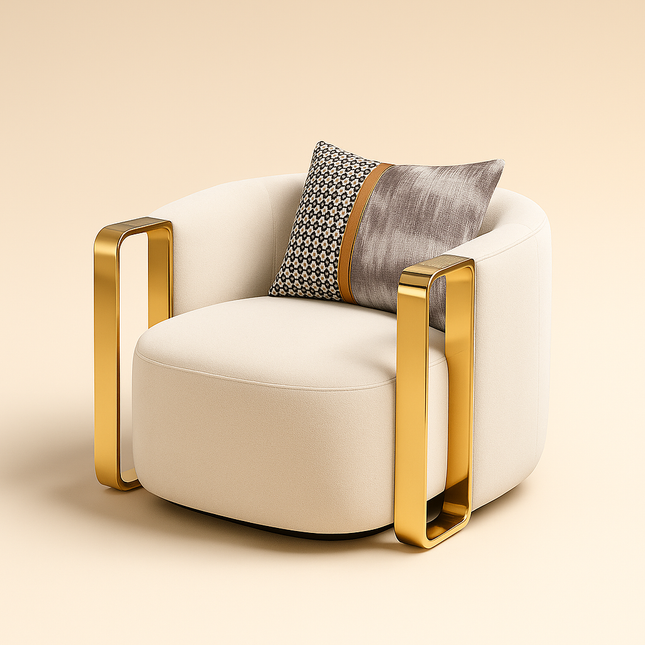 Aurelia Luxe – Modern Gold Metal Frame Accent Chair for Living Room, Bedroom & Dining Spaces - Uber Decor