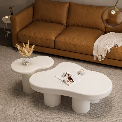 Spiti Wabi-Sabi Sculptural Japandi Coffee Table – Mid-Century Scandinavian Solid Wood Center Table for Living Room