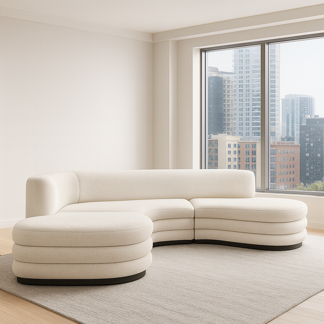 Doha Modern Curved Sectional Sofa Japandi Style Luxury Sofa for Living Room
