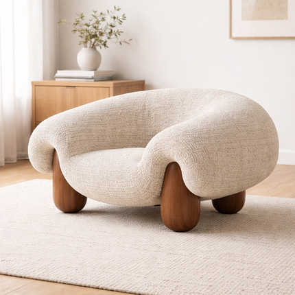 Sculpta Nest Lounge Chair Mid Century Modern European Inspired Solid Wood Legs Fixed Base Living Room Chair and Lounge Room