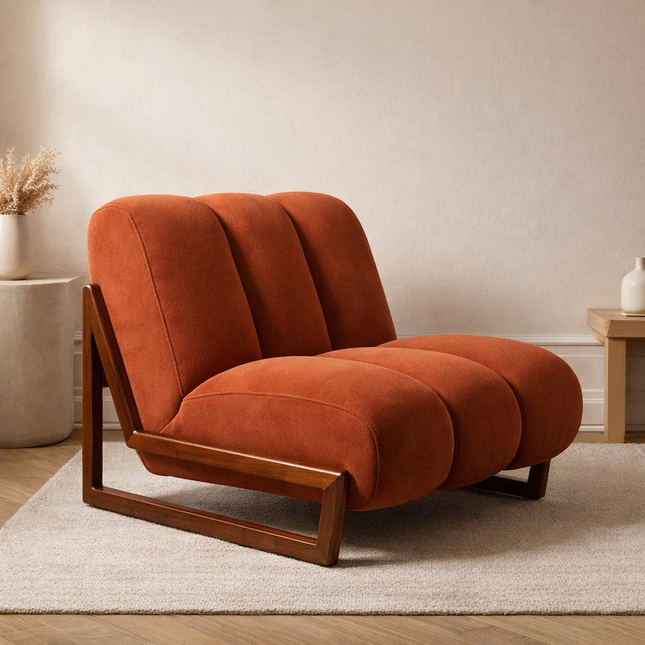Pure Nest Bedroom Chair Mid Century Modern Scandinavian Inspired Solid Wood Frame Fixed Base Cozy Chair Living Room and Bedroom
