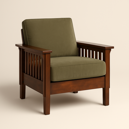 Talia- Solid Wood Modern Fusion Reclined Back Upholstered Armchair for Living Room or Bedroom - Uber Decor