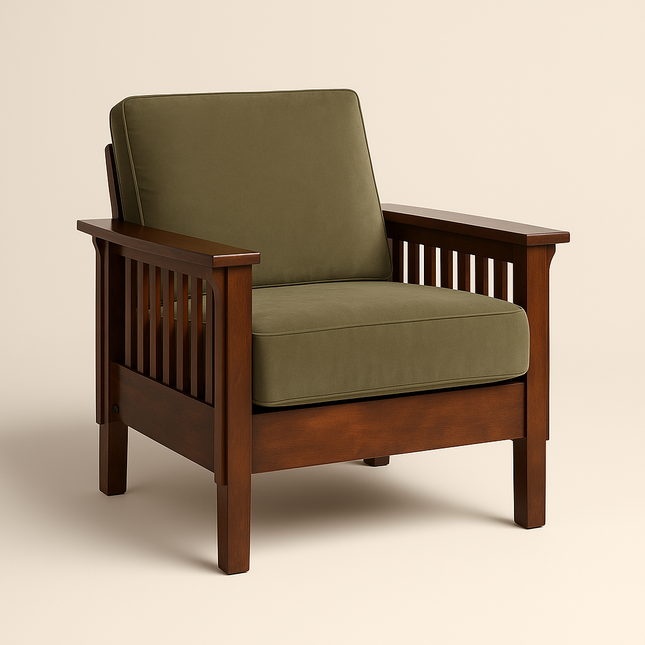 Talia- Solid Wood Modern Fusion Reclined Back Upholstered Armchair for Living Room or Bedroom - Uber Decor
