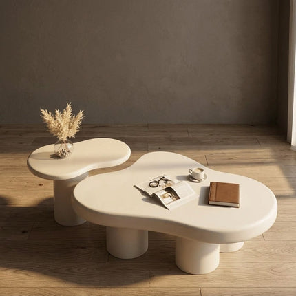 Spiti Wabi-Sabi Sculptural Japandi Coffee Table – Mid-Century Scandinavian Solid Wood Center Table for Living Room