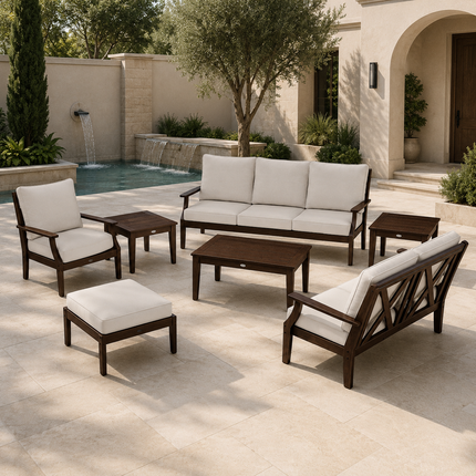 Terranook Outdoor Sofa, Chair & Table Set Classic Patio Seating Ensemble for Lawns, Courtyards & Veranda Spaces
