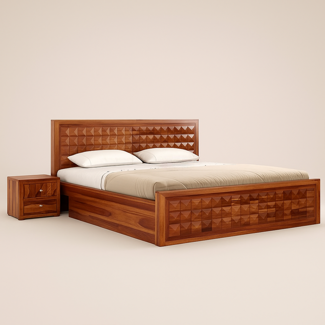 RosewoodGrid Traditional Contemporary Panel Customisable Bed for Master Bedroom - Uber Decor