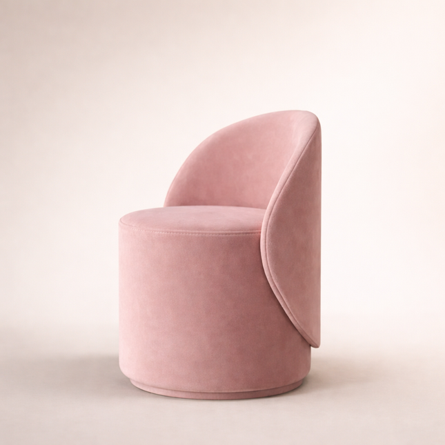 Royal Twirl Swivel Chair - Cute White Backrest Pouffe Chair for Bedroom - Uber Decor