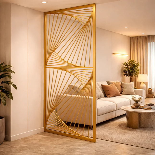 TENZA Stainless Steel Artistic Room Divider With Tensioned Line Design For Living Room Foyer And Contemporary Interior Spaces