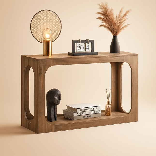 Meliora Mid Century Modern European Sculptural Console Table for Hallway and Living Room Accent Furniture