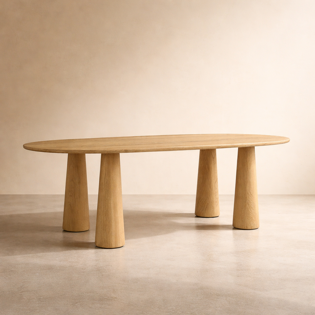 Lynne Haven Oval Dining Table Scandinavian Japandi Design Sculptural Tapered Legs Ideal for Dining Room