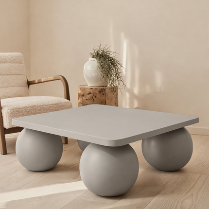 Zambezi Coffee Table Modern Contemporary Sculptural Designer Center Table Custom Finish Sphere Base Statement Table for Artistic Living Space