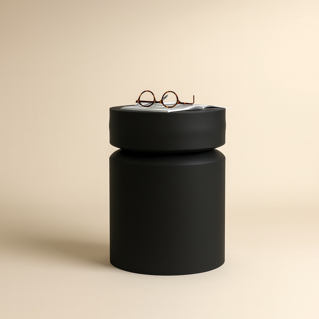 The Berlin Drum End Table – Modern Industrial Metal Round Accent for Living Room, Bedroom & Lounge - Uber Decor