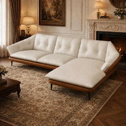 Troy Japandi Wabi Sabi Modern Sofa with Lounger, Luxury Sectional Sofa Couch for Living Room