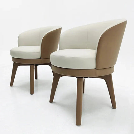 Stella Arco – Italian Minimalist Optional Swivel Dining & Vanity Chair with Nordic Armrest Design - Uber Decor