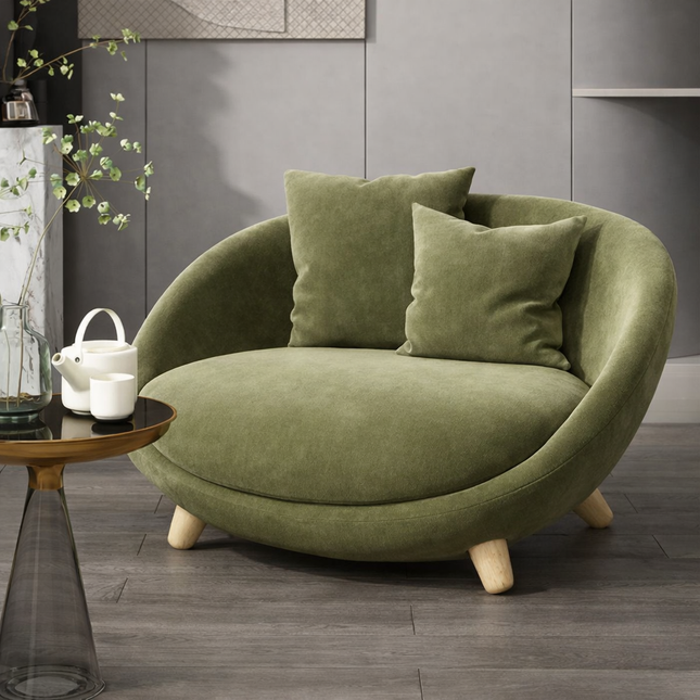 Anviya Luxe Accent Chair - Minimal Nordic Fabric Chair for any Room - Uber Decor