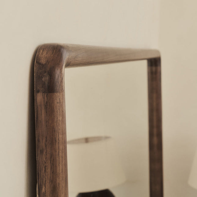 June Teak Wood Wall Mirror – Sleek Vertical & Horizontal Mirror for Entryway, Living Room & Bedroom - Uber Decor