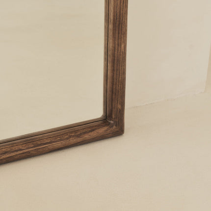 Hazel Arched Teak Wood Floor Mirror – Slim Full-Length Mirror for Bedroom & Entryway - Uber Decor