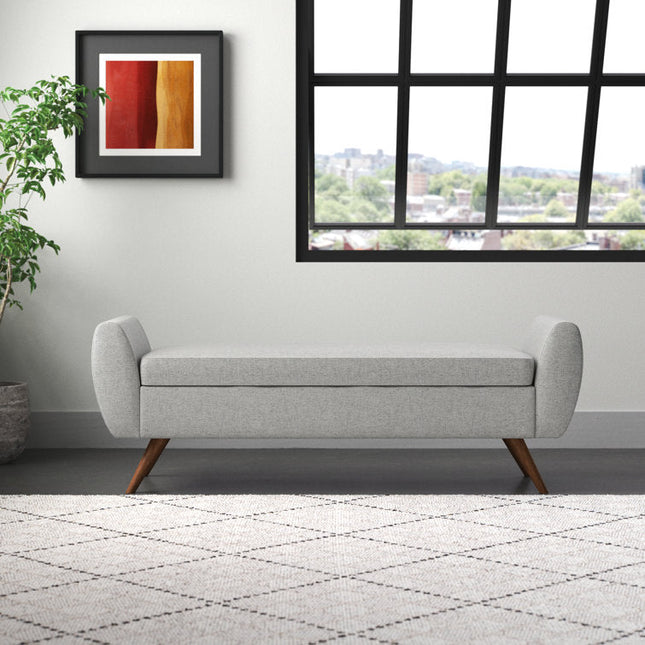 Amsi Mid-Century Modern Flip Top Storage Bench – Japandi-Inspired Entryway & Bedroom Organizer - Uber Decor