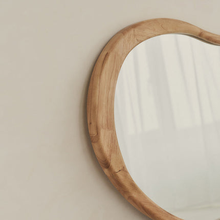Ella Organic Teak Wood Accent Mirror – Sculptural Wall & Console Mirror - Uber Decor