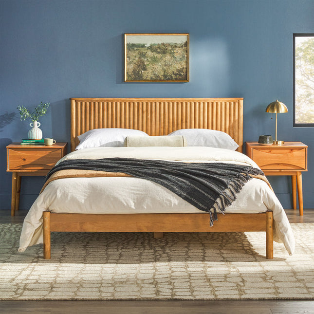 BirchRipple Contemporary Wooden Slat Platform Customisable Bed for Relaxed Interiors - Uber Decor