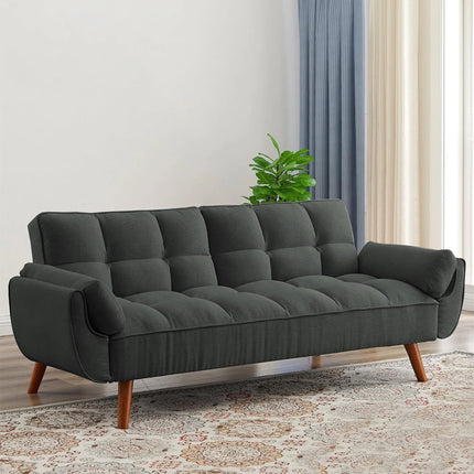 Tangier 75" Futon Sofa- Flared Arm Futon Convertible Sleeper Sofa Bed for Small Home or Office - Uber Decor