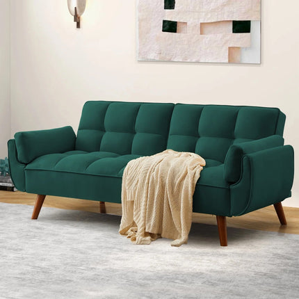 Tangier 75" Futon Sofa- Flared Arm Futon Convertible Sleeper Sofa Bed for Small Home or Office - Uber Decor