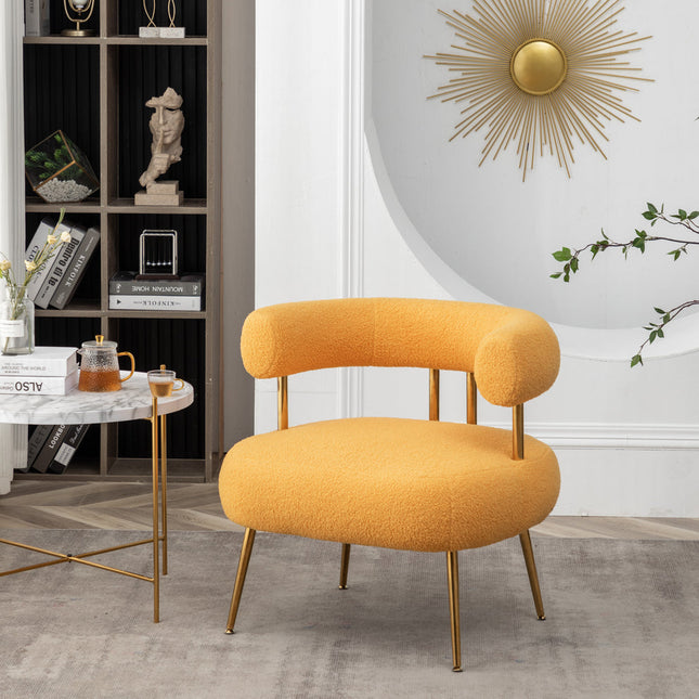 Ciora Mid Century Sherpa Accent Chair - Round Upholstered Barrel Arm Chair - Uber Decor