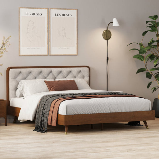OakBliss Upholstered Diamond-Tufted Platform Bed for Luxe Bedrooms - Uber Decor
