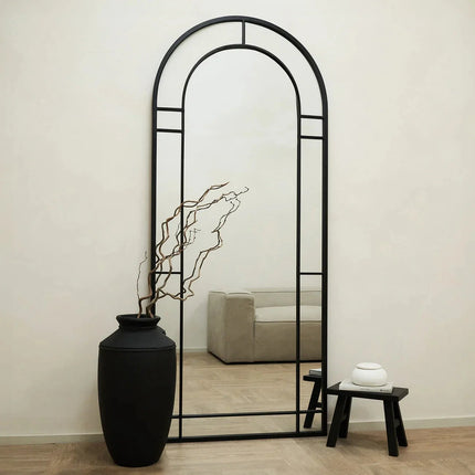 HavenArch- Arched Top Full Length Metal Framed Door Style Mirror for Entrance Foyer, Living Room, Boutique or Clothing Store - Uber Decor