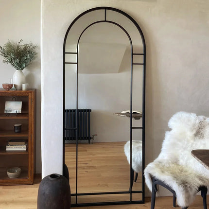 HavenArch- Arched Top Full Length Metal Framed Door Style Mirror for Entrance Foyer, Living Room, Boutique or Clothing Store - Uber Decor