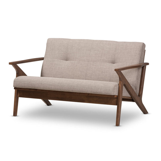 Anesa 55" 2-Seater Mid-Century Wooden Couch – Customisable Compact Sofa for Living Room or Balcony - Uber Decor