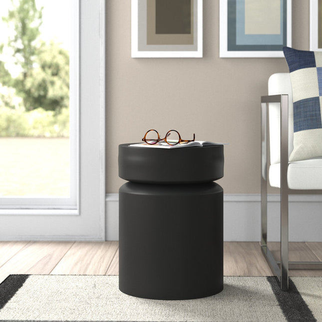 The Berlin Drum End Table – Modern Industrial Metal Round Accent for Living Room, Bedroom & Lounge - Uber Decor