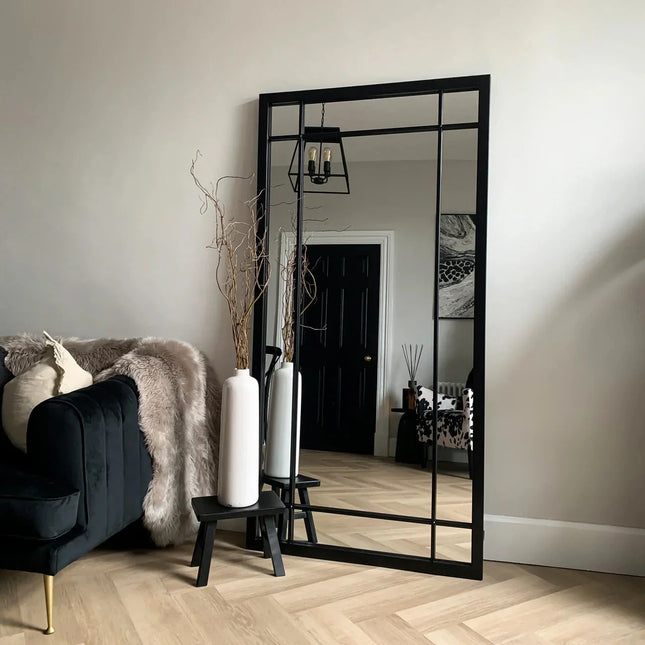 SparkFrame- Rectangle Shaped Full Length Metal Framed Large Size Mirror for Bedroom, Living Room, Foyer, Boutique or Clothing Store - Uber Decor