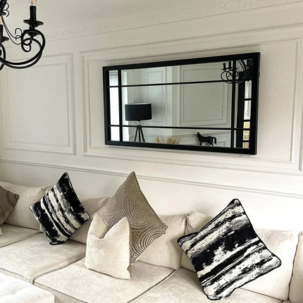 LumeView- Window Pane Style Rectangle Metal Framed Mirror for Dining Area, Foyer or Living Room - Uber Decor