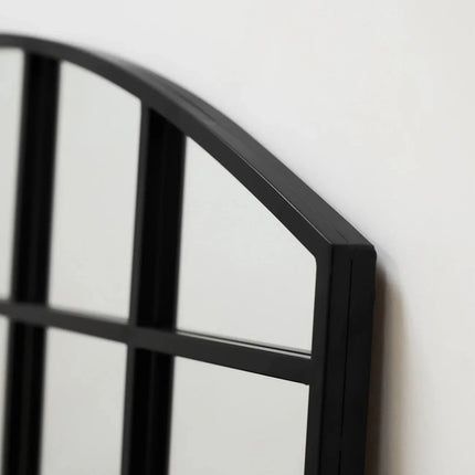 LusterArc- Arched Top Wide Metal Framed Window Style Mirror for Console or Dining Table Wall - Uber Decor