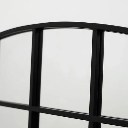 LusterArc- Arched Top Wide Metal Framed Window Style Mirror for Console or Dining Table Wall - Uber Decor