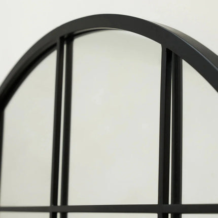 GloryArch- Arched Grid Full Length Window Style Metal Framed Mirror for Living Room, Bedroom, Clothing Boutique or Outdoor - Uber Decor
