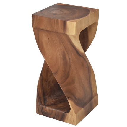 Terra Helix End Table – Sculptural Wooden Side Table, Modern Accent for Living Room & Bedroom - Uber Decor